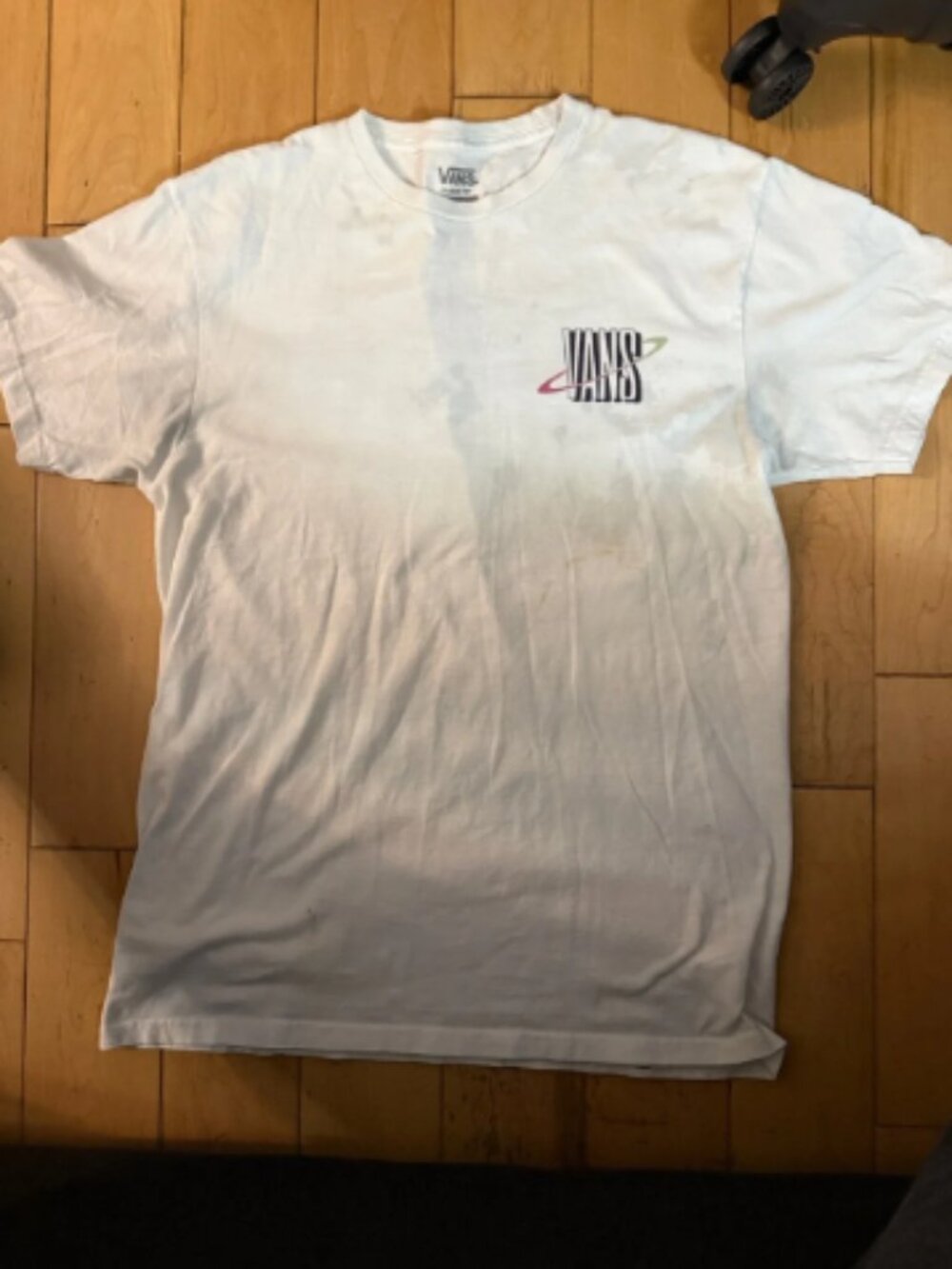Vans White Short Sleeve Tee with Multi-Color Orbit Logo